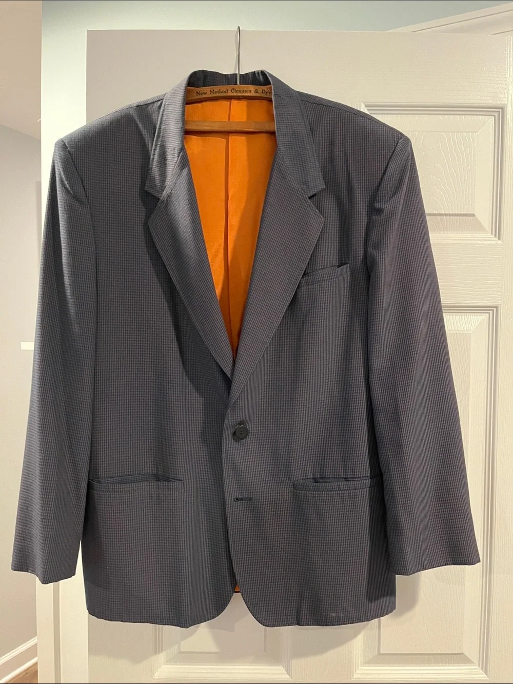 Classic Men’s Gray Blazer with Orange Lining